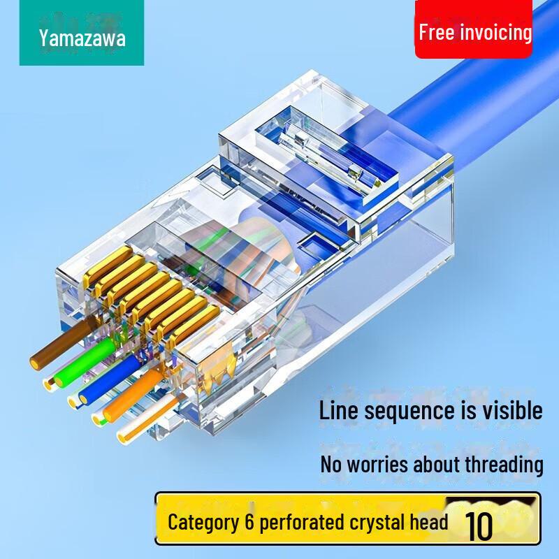 

Shanze Cat5e/Cat6 RJ45 Shielded/Unshielded 8P8C Perforated Network Crystal Head Category 6 perforated type, 10 pieces/bag