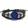 Χειροποίητο πλεκτό δερμάτινο βραχιόλι Occult Star Pentagram Multilayer Triple Moon Goddess Charm βραχιόλι Βραχιόλι Πεντάγραμμο Κοσμήματα