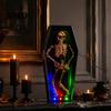 Interaktivní Halloweenská Hrací Skříňka Tancující Kostlivec v Rakvi, Svítící Hudební Hračka se Strašidelnou LED Dekorací, Strašidelná Animovaná Dekorace, Párty Strašidelný