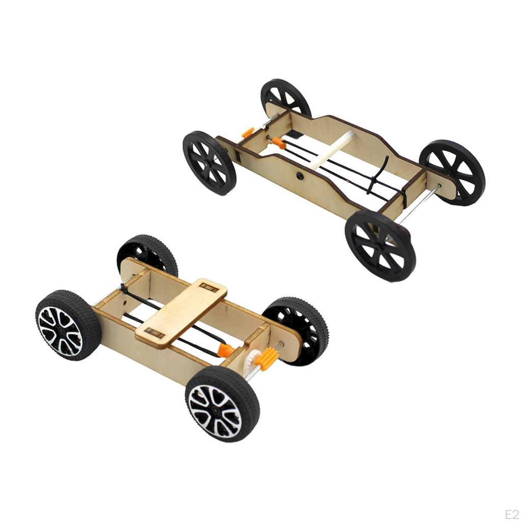 Wood DIY Car Model Kits ,Physics Science Rubber Band Assemble Teaching Learning Cognitive Toys
