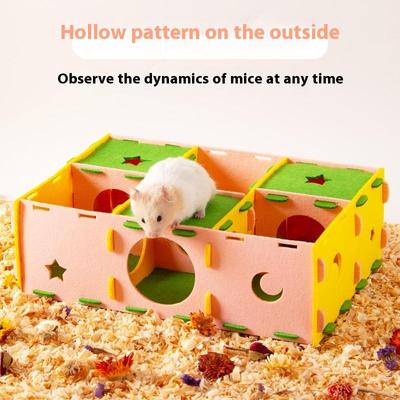 Labyrinthe en feutre amovible Cachette Nid Passage pour hamster Nid pour petit animal de compagnie Planeur de sucre Hamster Hamster ours doré Jouet pour animal de compagnie Fournitures pour petits animaux d'intérieur