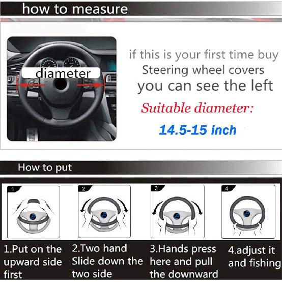 Steering Wheel Cover For Car Leather Universal Steering Wheel Covers For Men Women Fit Cars SUV Truck Pickup 15Inch (Beige)