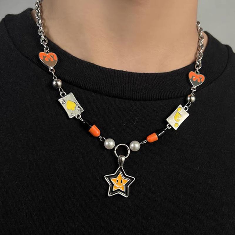 Men's Durable Titanium Steel Cuban Chain Necklace with Zircon Pendant