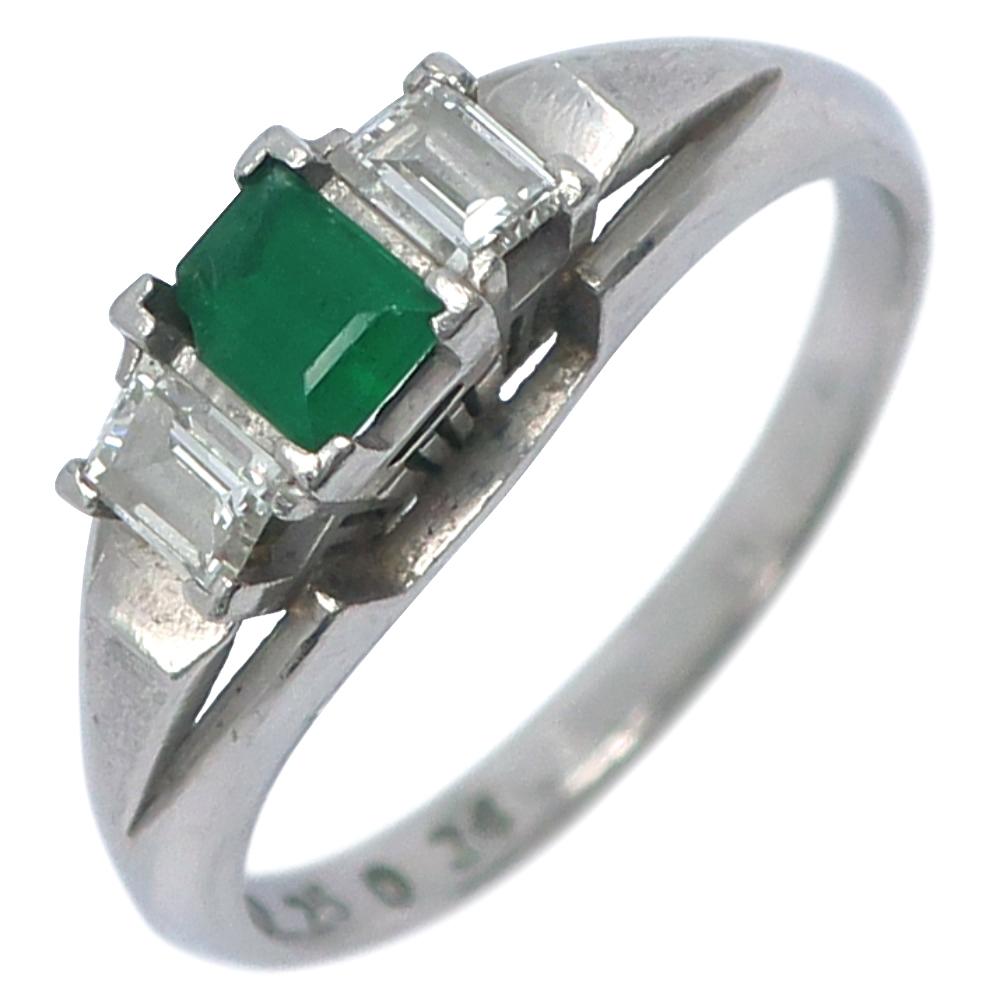 

Ring green Pt850Platinum/Emerald/diamond #5.8(US Size) 4g Women Used