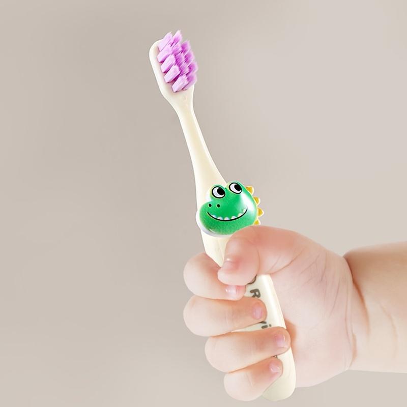 Soft-bristled cartoon toothbrush, children's training toothbrush, colorful animal face design, ideal for oral cleaning, fun toothbrush, soft bristles