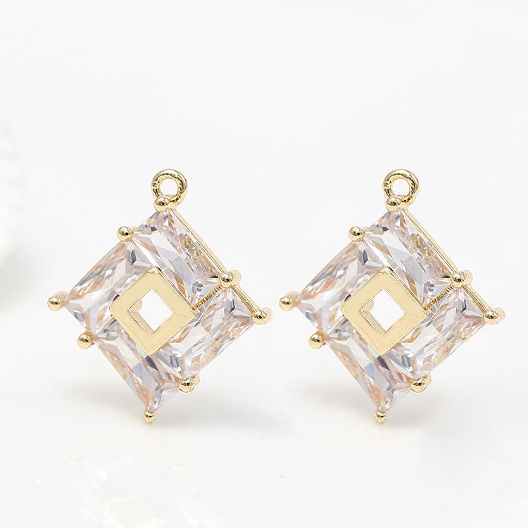 

Позолоченная 14-каратным золотом подвеска из чистой меди с цирконом в форме ромба, ювелирный аксессуар 14k Gold