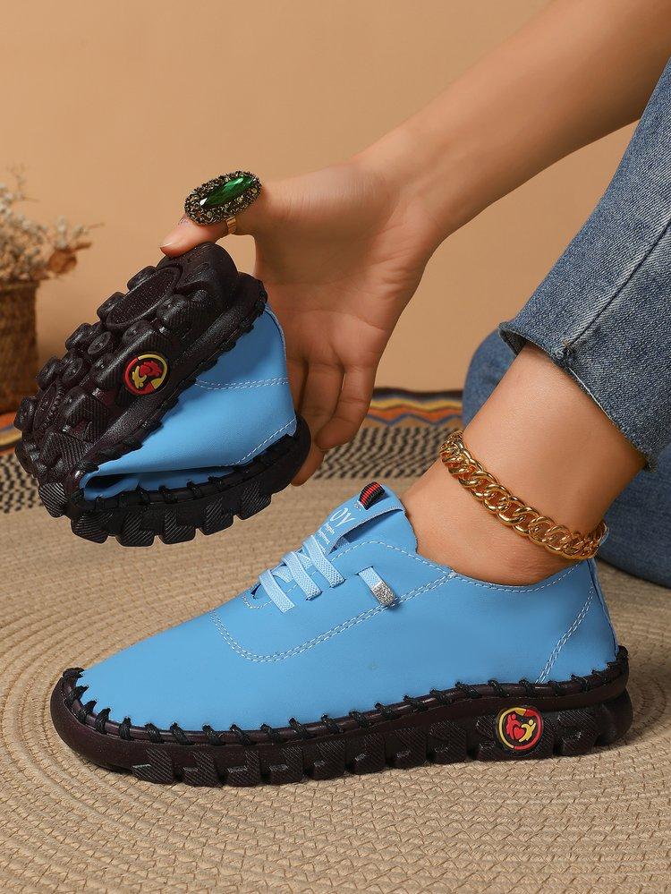 Fashion Women's Wide Fit (Sizes 35-45) Leather Sneakers Flat Elastic Slip-On Loafers – Comfortable Casual Shoes for Moms Women's Shoes