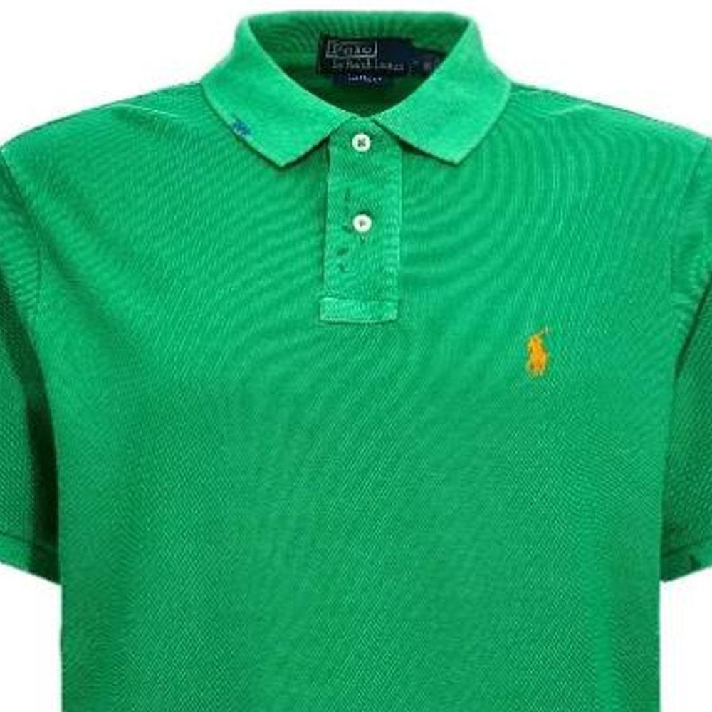 Polo Ralph Lauren Solid Color Polo Collar Slim Fit Short Sleeve Polo Shirt Men tops Green 710940455-003
