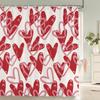 Romantic Heart-Print Shower Curtain with Hooks  Sweet Decor for Bathrooms, Reinforced Eyelets & Easy To Clean