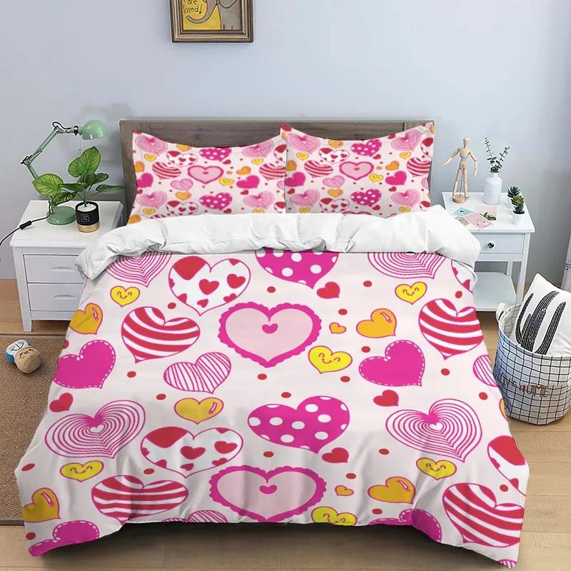 Cartoon Love HD Print Bedding Sett Children King Size Bedding Set Boy Girl's Bed Double Bed Duvet Covers Pillowcase Bedding Se