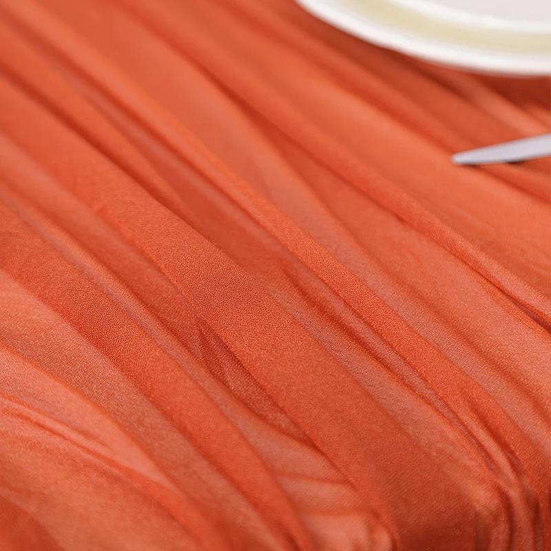 

Set of 6 Chiffon Table Runner with Silver Sparkle Sheer 29x118 Inches for Wedding Decoration Christmas Rustic Boho Shower Party 6 Piece&75x300x6pieces