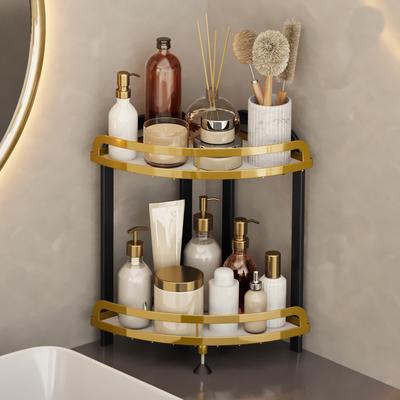 Kitchen Bathroom Storage Rack Countertop Corner Triangular Seasoning Rack Wall Corner Storage Rack