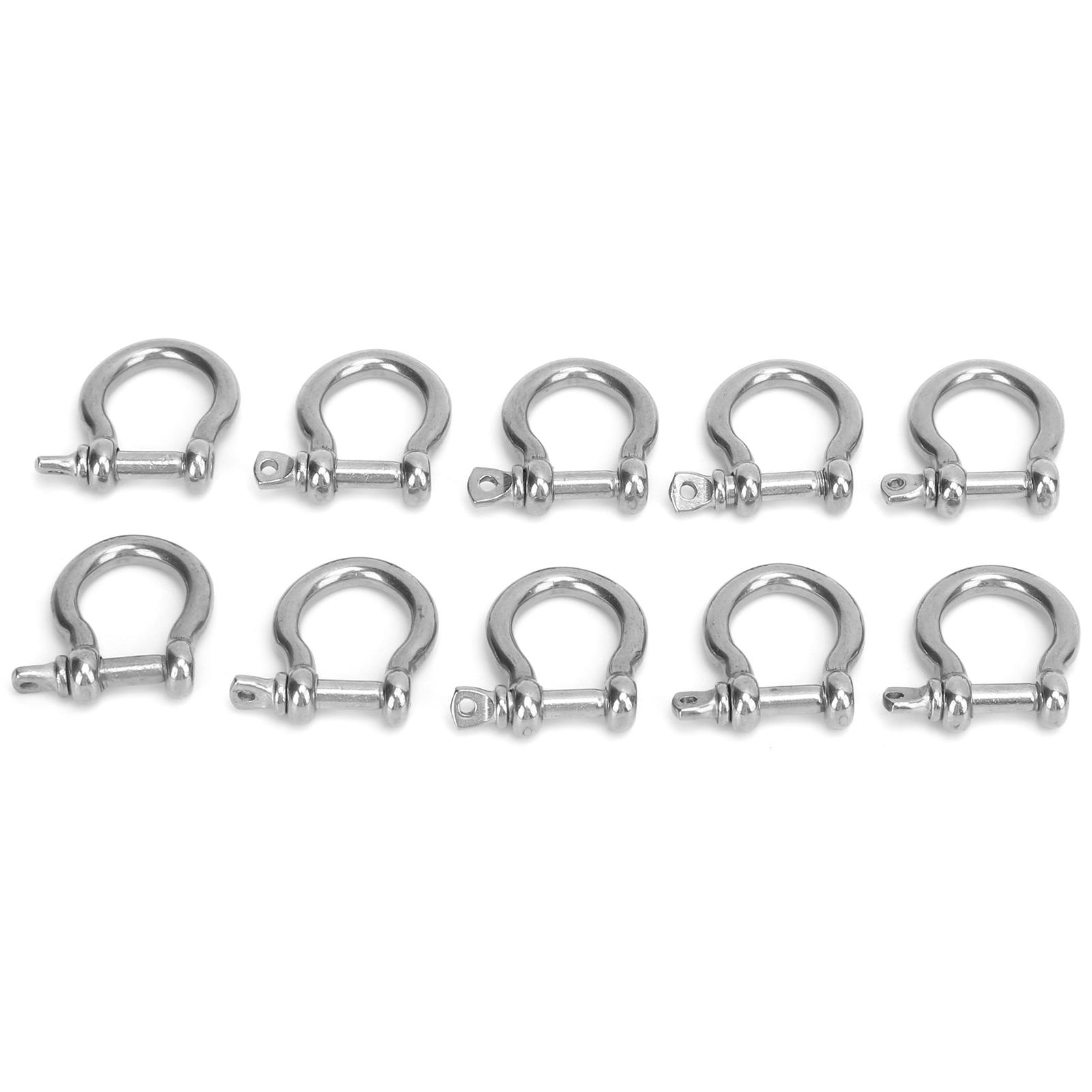 

10 шт. Дужка такелажная (bow shackle) из нержавеющей стали, высокая твердость, D-образное кольцо, якорь для кемпинга, пешего туризма, активного отдыха(M4 60 кг Нагрузка )