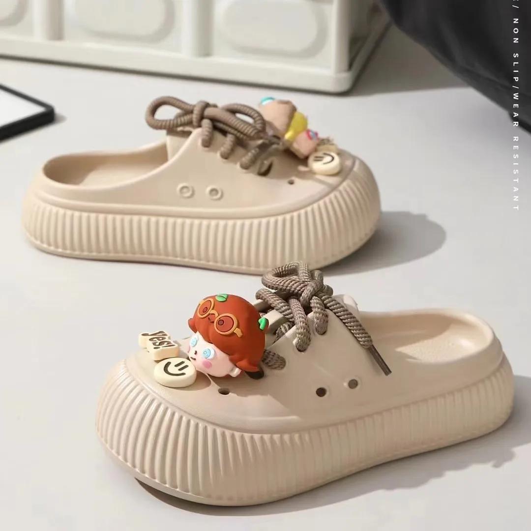 

Весенние женские туфли Hole Shoes Новые милые мягкие подошвы нескользящие домашние сандалии удобные толстые пляжные садовые летние 41 хаки