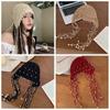 Crochet Flower Hollow Pearl Tassels Knitted Hat Beanies Ethnic Style Hat Cute Knit Cap  Girls