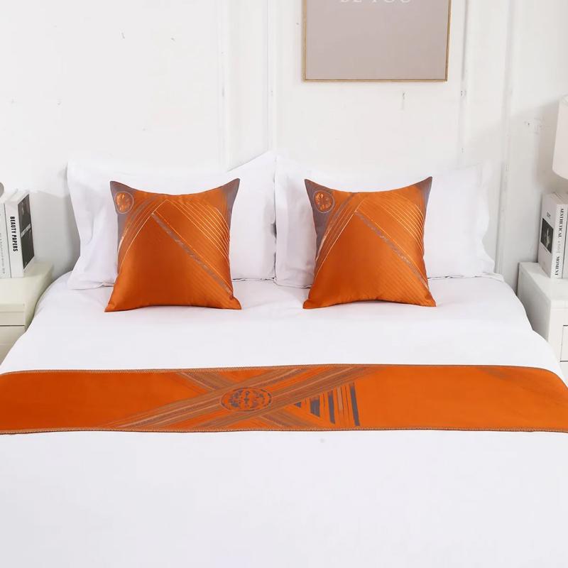 Modern and Minimalist Bed Flag and Bedside Towel New Style Chinese Hotel Model Room Beds Flag Bed Cover Beds End with Towels for Home Decoration
