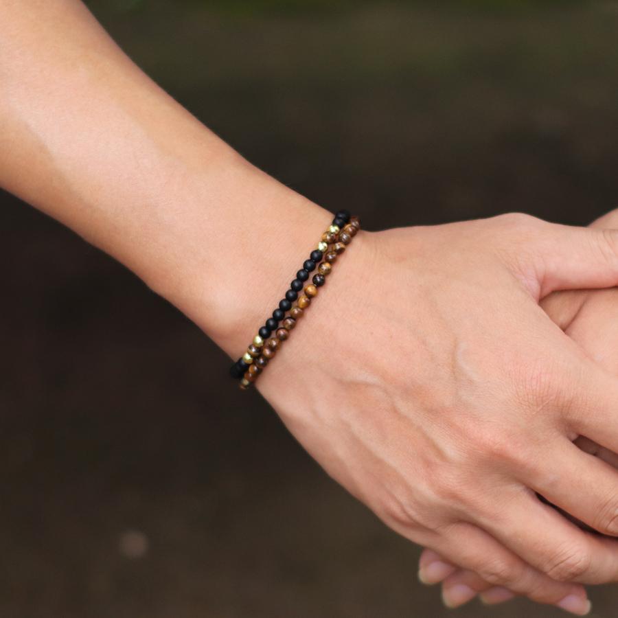 Nová Módní Sada Náramků pro Muže Přírodní 4mm Malé Tygří Oko Korálky Náramky Meditační Léčivý Náramek Kempování Jízda Pulseria
