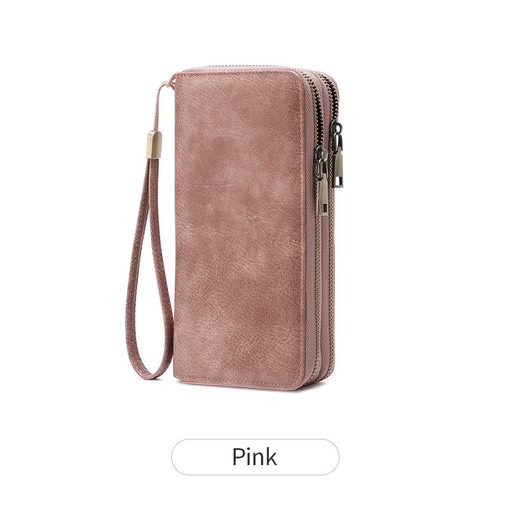 New Anti-theft Brush Women's Wallet Double Zipper Organ Card Bag Retro Large Capacity Clutch Bag