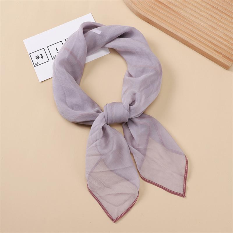 Fashion Simulated Silk Scarf Women's Simple Style Solid Color Thin Cloud Pattern Scarf Small Square Scarf