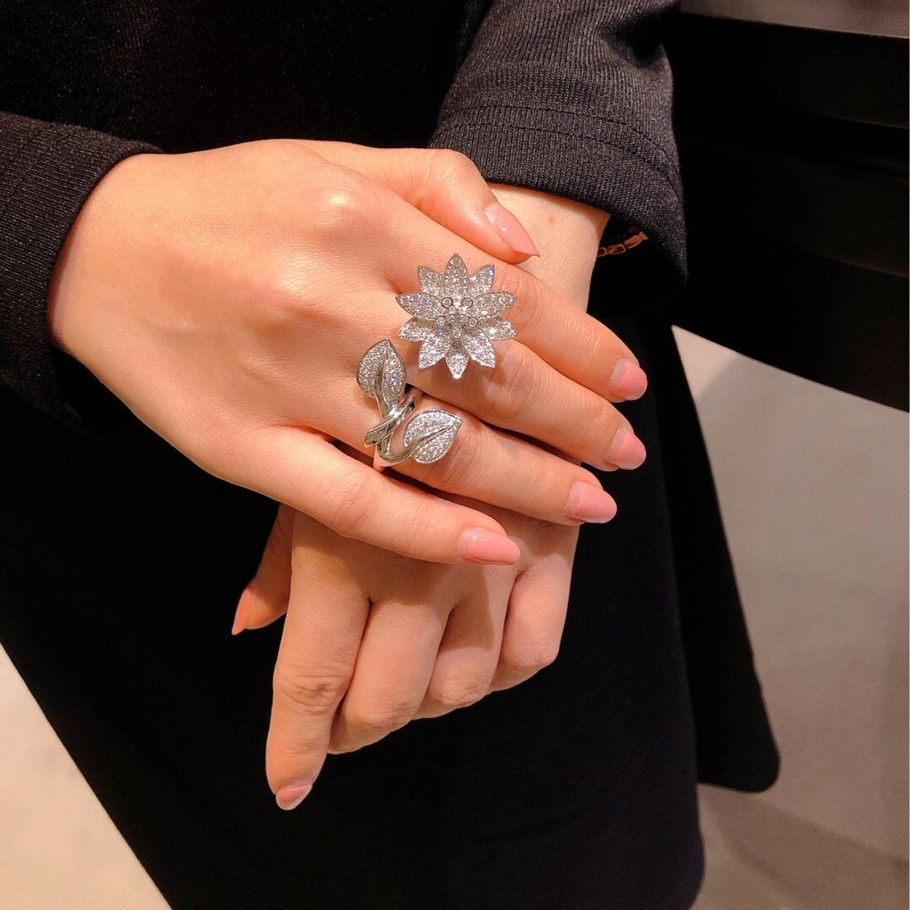 Musla Design Luxury Fashion Brand Elegant Lotus Flower Double Layer Design Ladies Ring Perfect Anniversary Gift