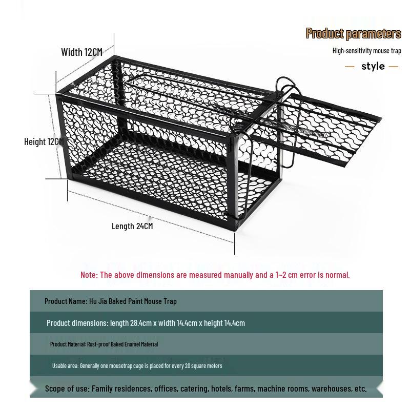 Metal Mouse Trap Cage - Rodent Control Live Catcher for Home Use