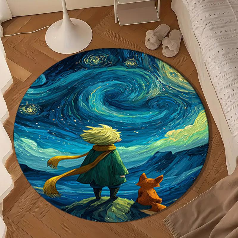 Prince's Nightly Embrace Round Rug for Livingroom,Bedroom, Palyroom, Chair Rug, Area rug, Circle Carpet, Large Size Fan Christmas gift