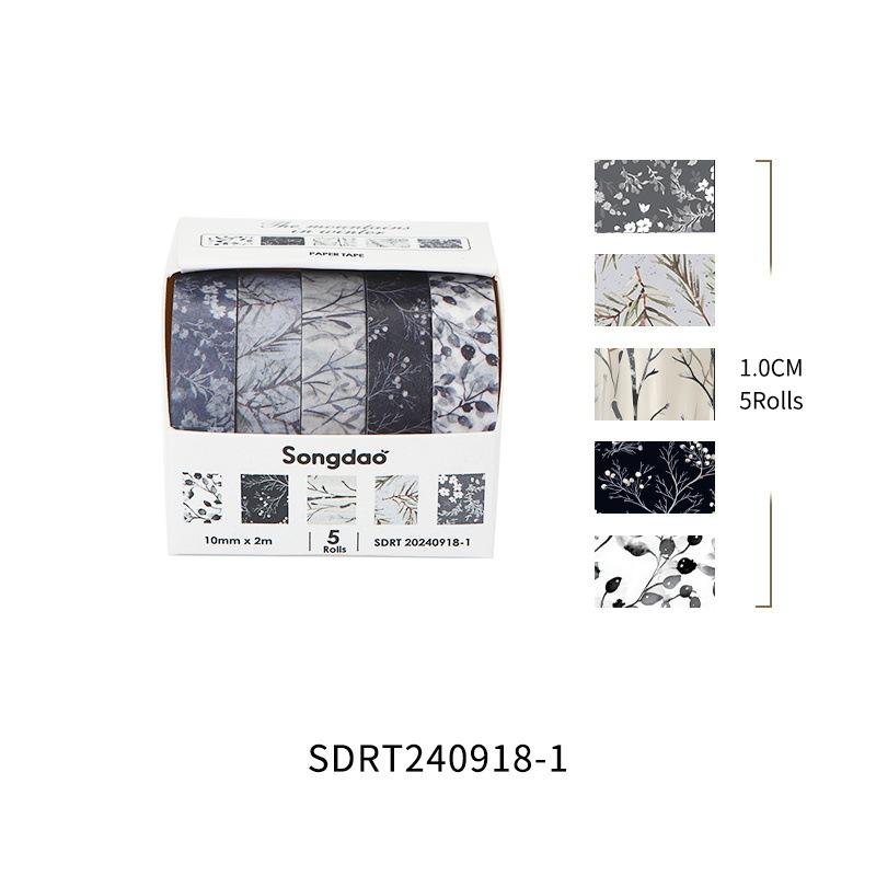 

5rolls/set Winter Mountain series Flowers Washi Tape Season Flowers Leaves Decorative Snow Masking Tapes for Arts DIY