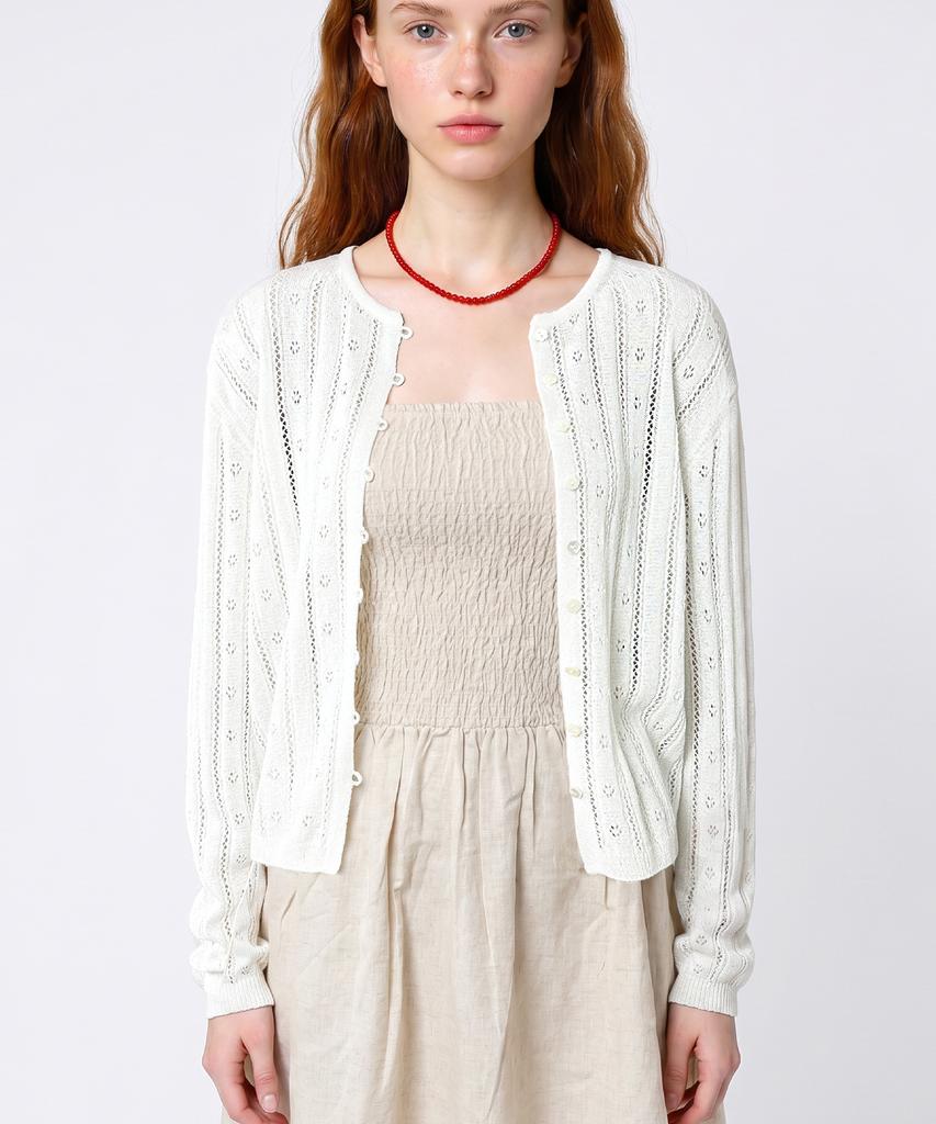 Seuneogeuyu Cozy Blossom Loop Mother-Of-Pearl Cardigan_2 Colors_S M