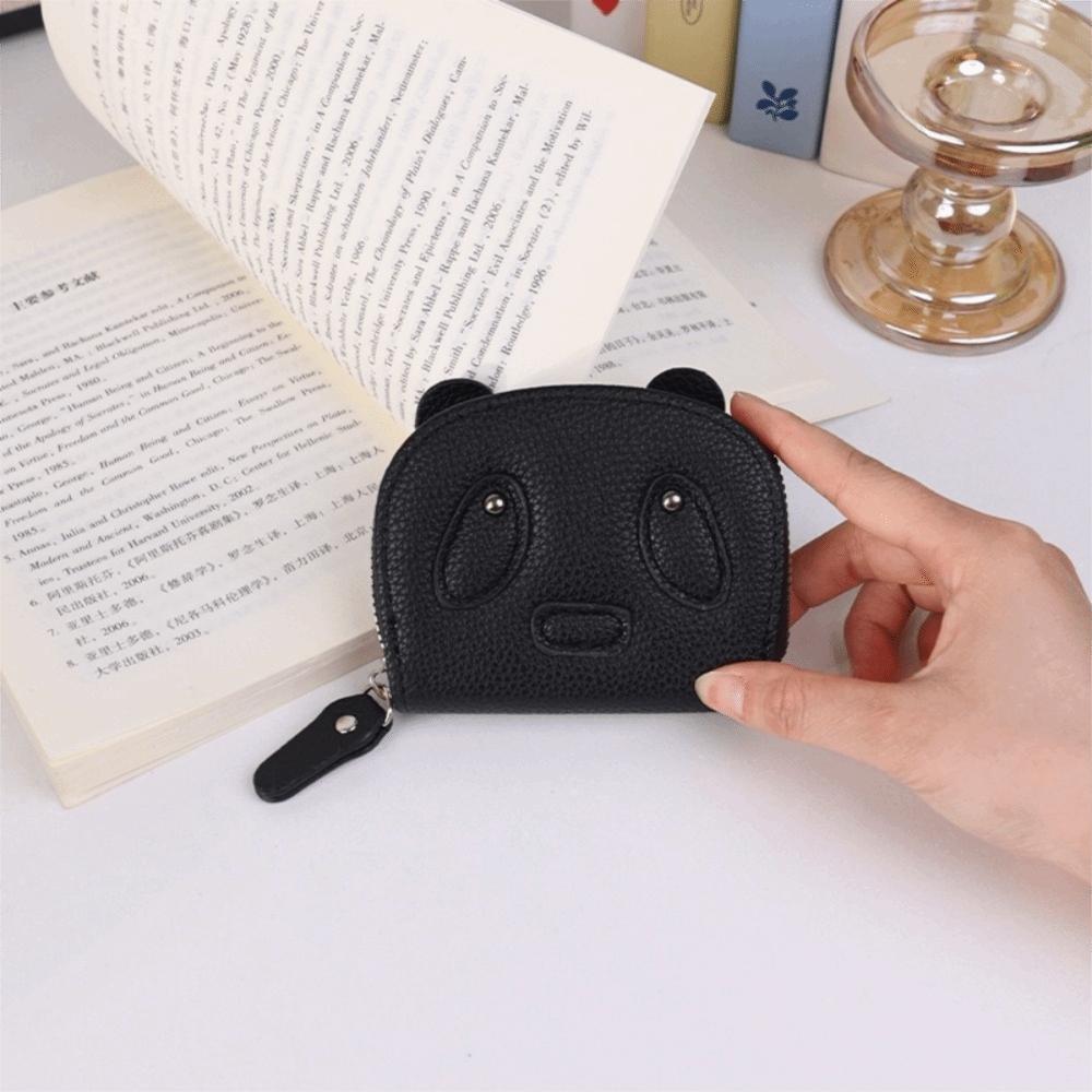 

Кошелек для карт Panda на молнии, мини-кошелек для женщин, модный кошелек для монет из искусственной ПУ кожи, для девушки чёрный
