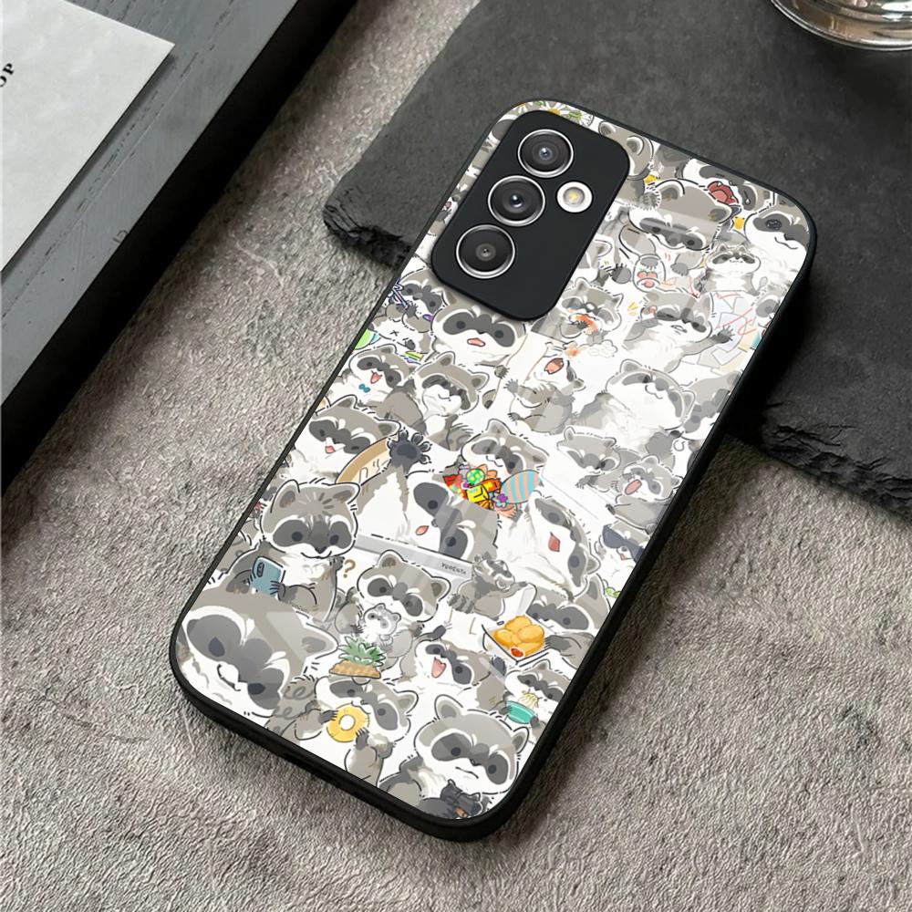 

Raccoon Cute Phone Case For S25 Ultra Samsung S26 S23 S24 Plus S22 S20 S21 Fe A54 A34 A53 A16 Glass Cover Samsung s20ultra