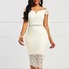 Elegant Lace Short Sleeve V Neck Bodycon Dress For Summer Evening Wear