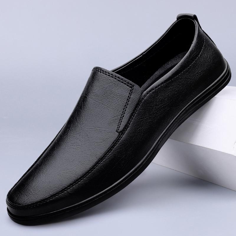 Fashion Wedding Slip On Flats Pointed Toes Shoes Casual Genuine Leather Men's Loafers Versatile Business Footwear Elegantes Dress Shoes