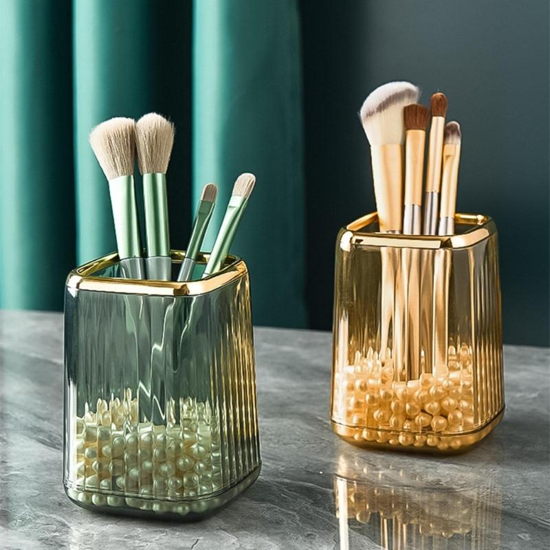 Makeup Brush Holder Organizer Make Up Brush Cup Pencil Holder Mini Striped Vase