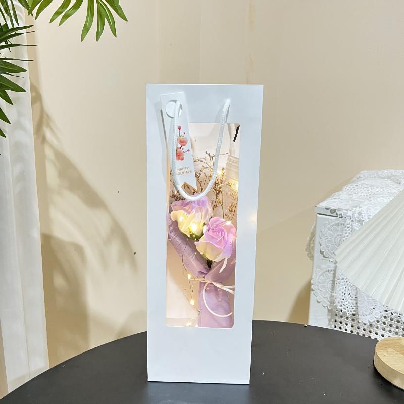 {YY28} 1 Set Konstgjord Tvålros Blombukett Presentpåse Med Ljusslinga Parfymerad Tvålblomma För Alla Hjärtans Dag Mors Dag