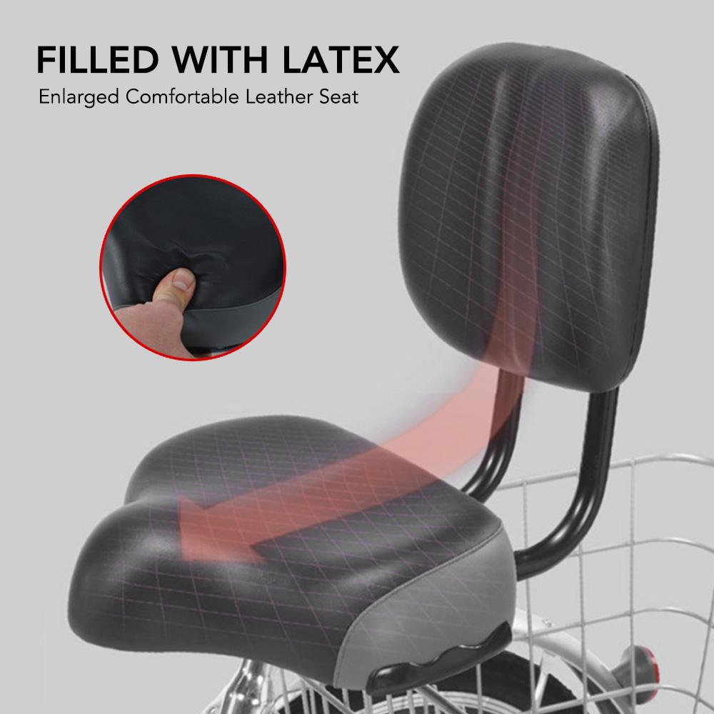 Comfortable Bike Seats For Men / Women Wide Bicycle Seat With Backrest Exercise Bike Seat Spinning Bikes Electric Bikes Tricycle