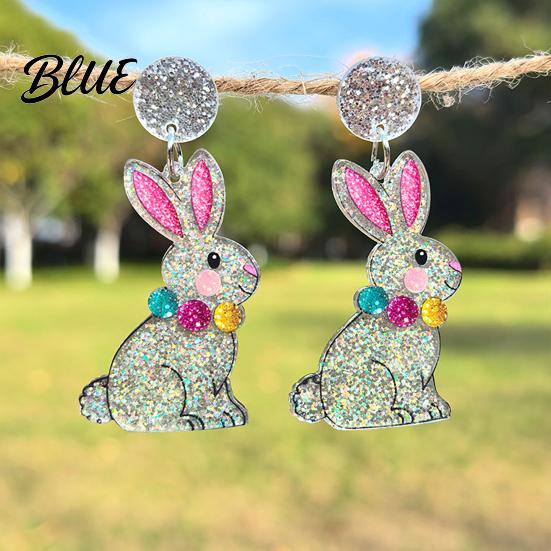 Acrylic Earrings Easter Bunny for Women Glittery and Colorful Rabbit