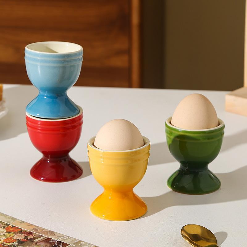 Ceramic Egg Cups, Porcelain Colorful Egg Cups, Stand Holder For Soft Boiled Eggs, Breakfast Cooking Kitchen Egg Serving