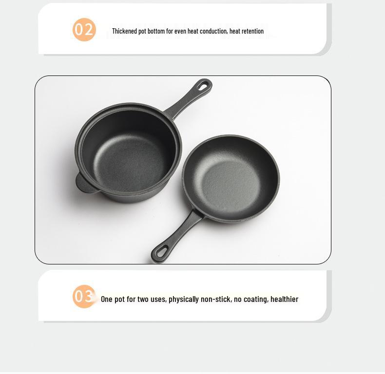 18cm Cast Iron Dual-Use Rust-Proof Enamel Pot/Frying Pan - Small Soup Pot