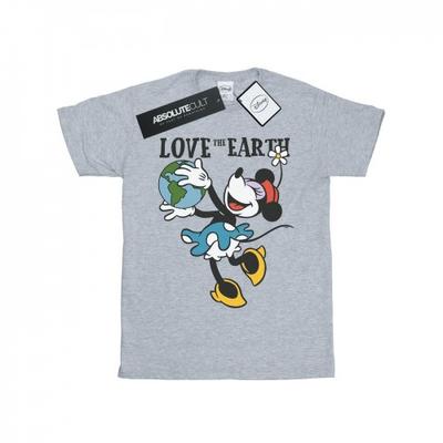 Womens/Ladies Mickey Mouse Love The Earth Cotton Boyfriend T-Shirt