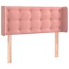 Tête de lit - Avec oreilles - Rose - Velours doux - 93 x 16 x 78/88 cm (hauteur réglable)