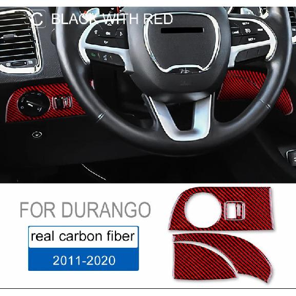 Upgrade Interior Trim Real 3D Carbon Fiber Headlight Switch Panel Cover Sticker for Dodge Durango 2011-2020 LHD RHD Decor Kit. One Size красный черный
