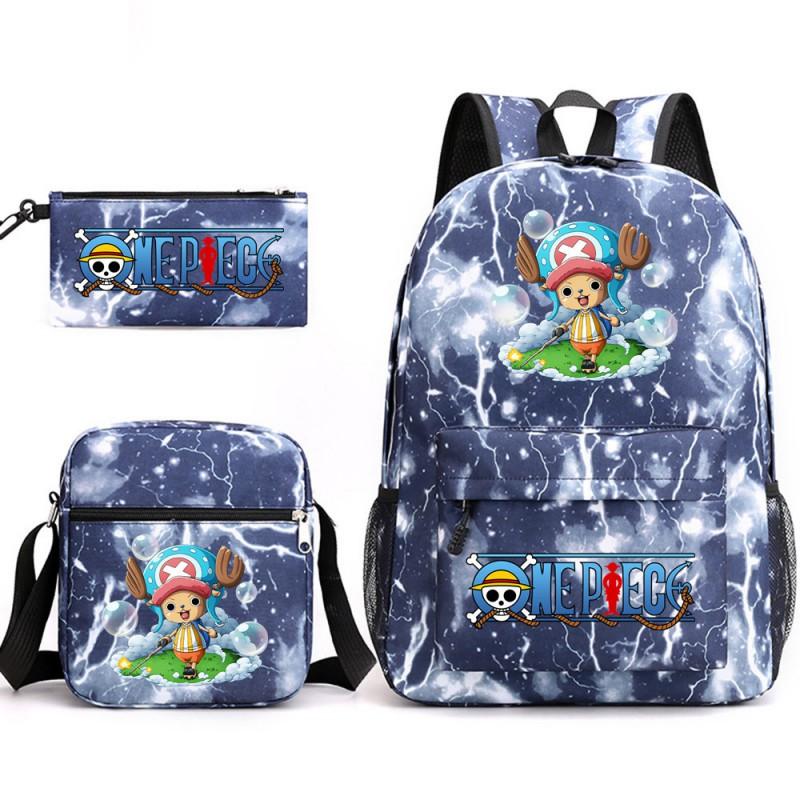 One Piece Anime Backpack Kids School Use Large Capacity Oxford Fabric Dual Shoulder Bag With Padded Straps