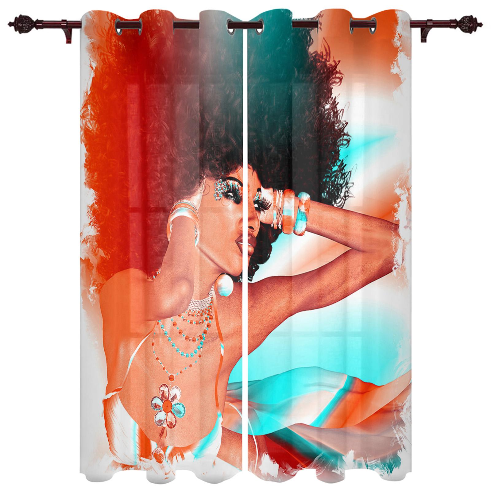 Женщина Волосы Всплеск Чернила Искусство Окна Шторы Гостиная Спальня Оконные Обстановки — фото 16