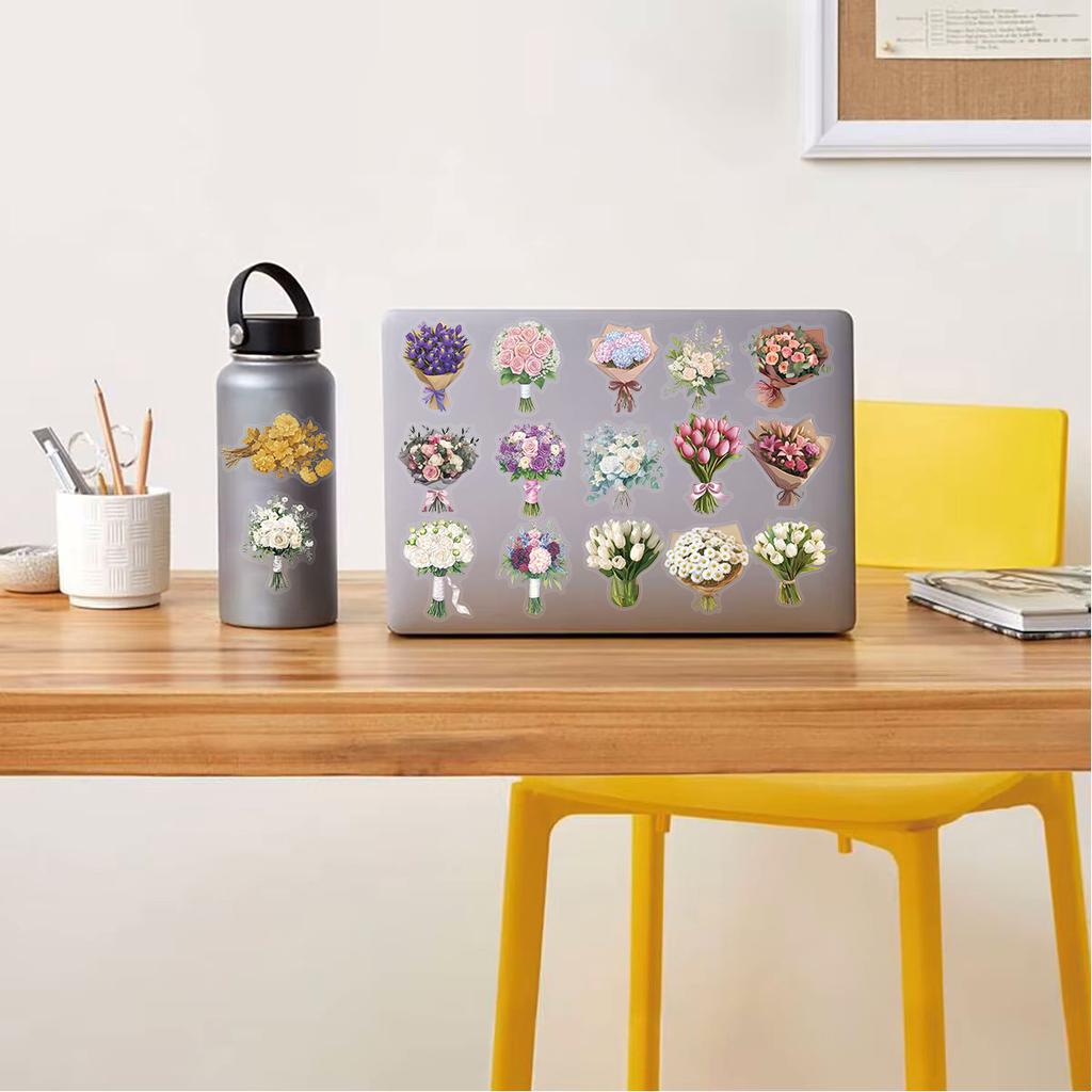 50/100PCS Satin Dream Flower Gift Stickers Cartoon Suitcase Luggage Car Phone Transparent Decorative Laptop Pegatina Sticker