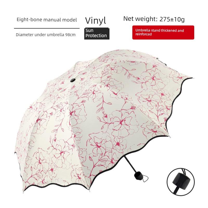 Directly Supplied to Street Vendors, Foldable Sun Umbrella, Women's Sun Protection Black-Coated Parasol, 70% off Creative Umbrellas
