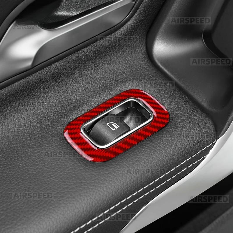 Real Soft Carbon Fiber Trim Sticker For Mercedes Benz A CLA Class W177 W118 C118 2020-2024 2025 Car Window Lift Control Frame.