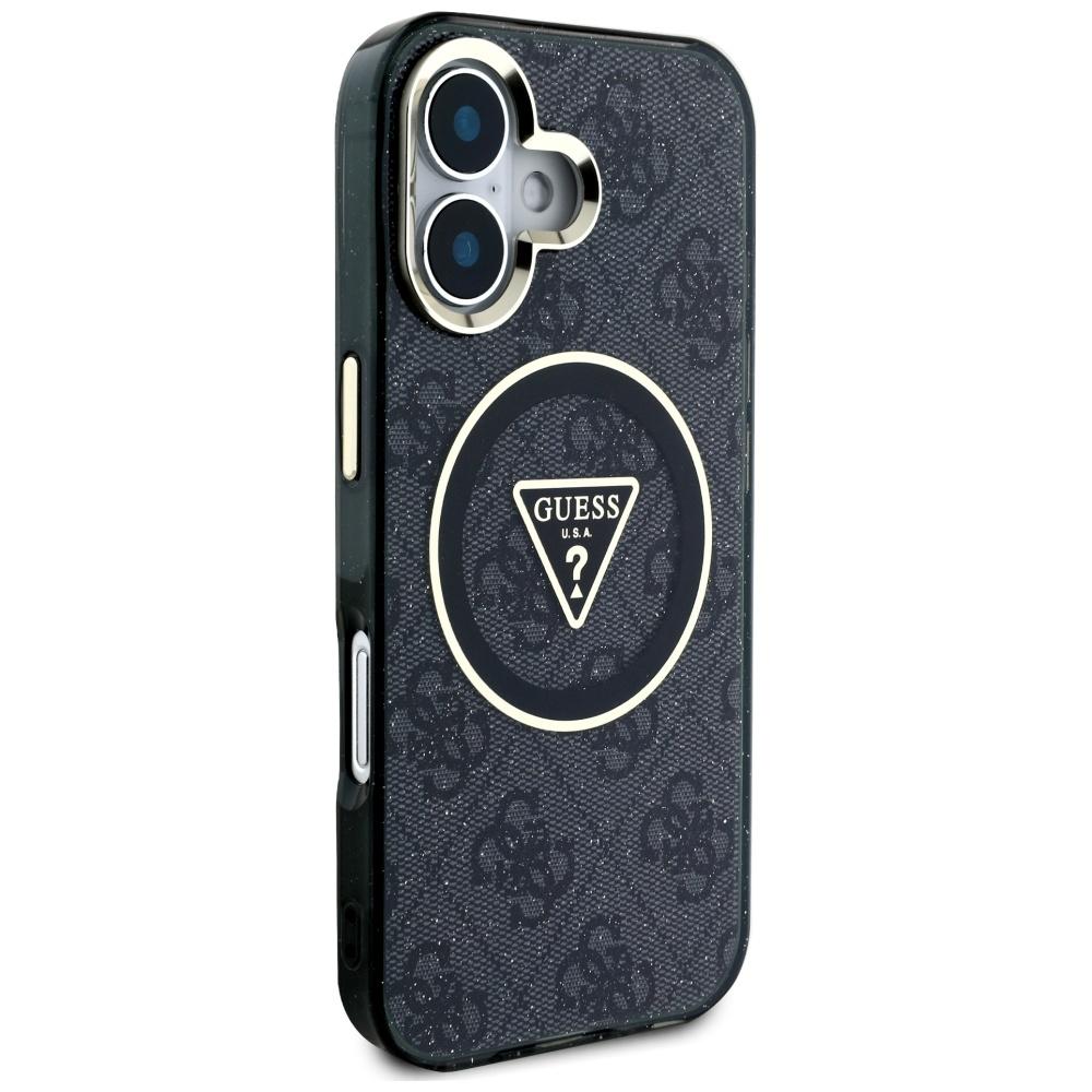 Etui Guess Iml Metal Glitter 4G Circle   Triangle Magsafe Do Iphone 16 Czarny