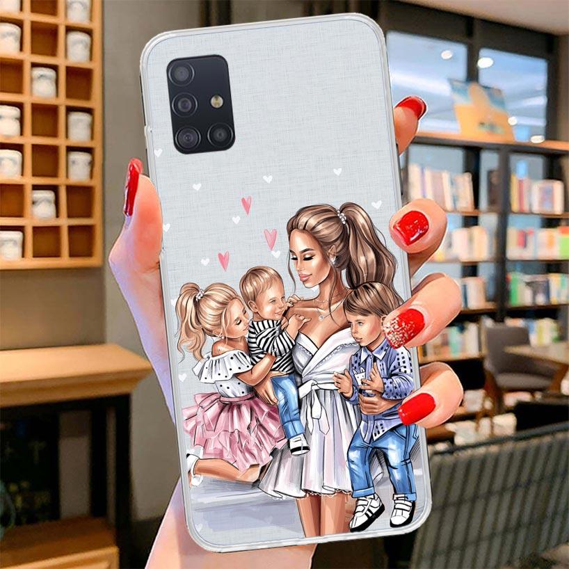 Mom Baby Girls Cover Phone Case For Samsung Galaxy A12 A22 A32 A52 A72 A02S Phone Case Note 20 Ultra 10 S10 Plus A51 A71 A50S A2