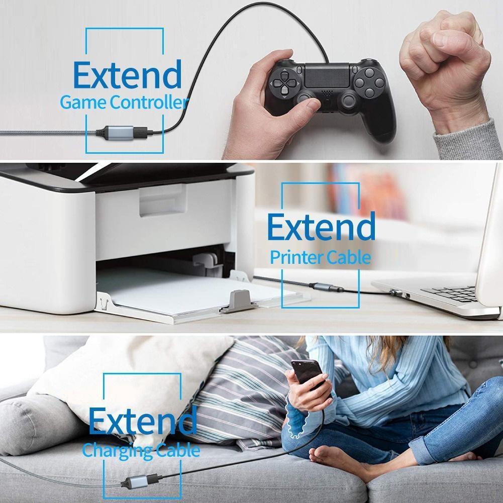 High Speed USB 3.0 Extension Cable 3ft 6ft Braided Male To Female Data Transfer Cord for Keyboard Mouse Flash Drive