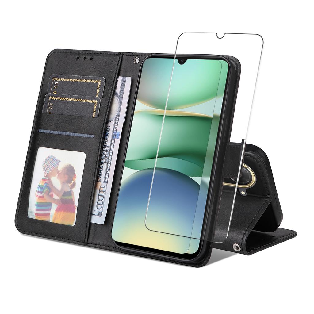 For Xiaomi Redmi A5 4G (171.7*77.8*8.3mm) PU Leather Wallet Case ENKAY HAT PRINCE Phone Stand Cover with Tempered Glass
